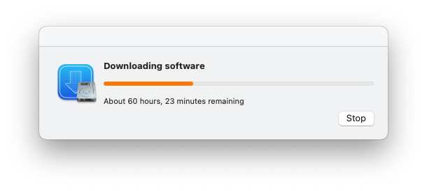 An exceeding long download estimation