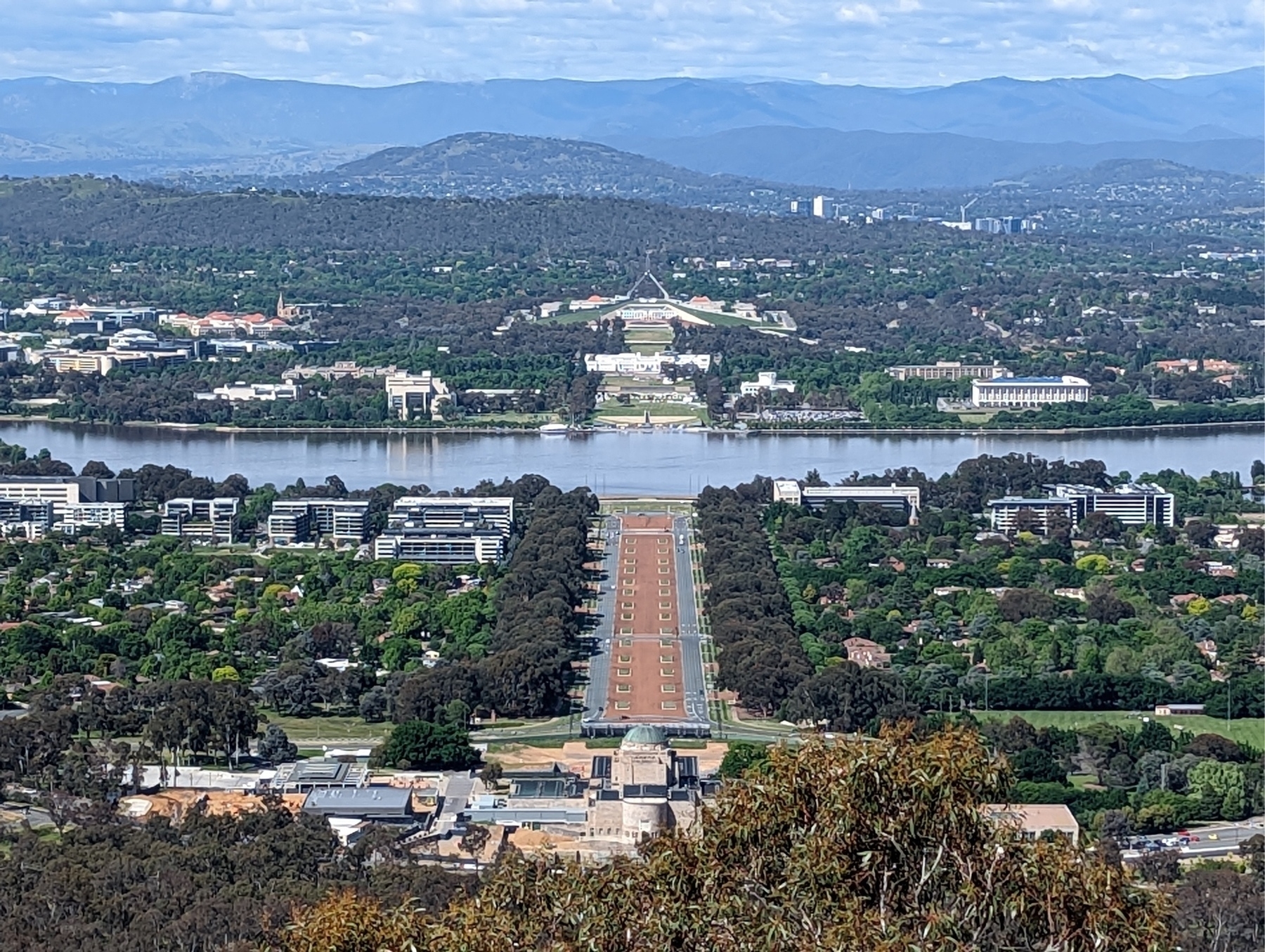 Summit of Mt. Ainslie looking to Lake Burley Griffin and Parliament House
